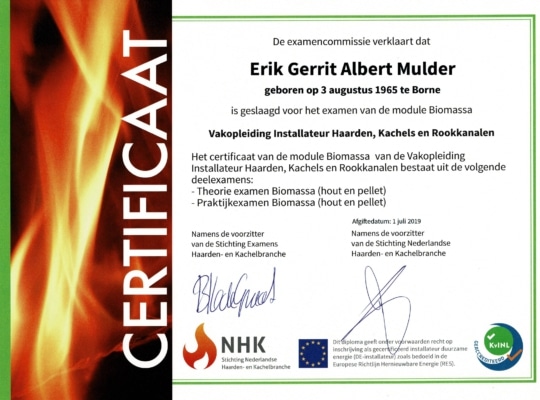 NHK biomassa certificaat Erik Mulder